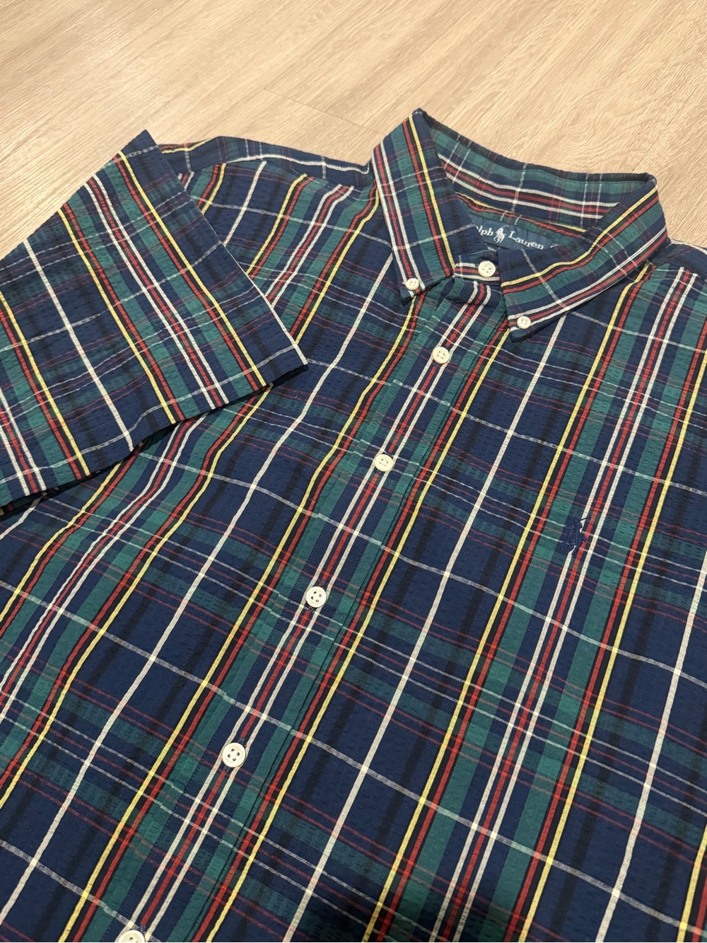 Polo Ralph Lauren Men's 2XL Short Sleeve Shirt MULTICOLOR 100% Cotton Seersucker